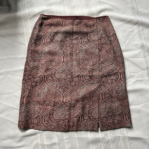 Banana Republic Soft Wool Silk Paisley Quiet Luxury Size 8 Lined Zipper Skirt - Picture 2 of 9